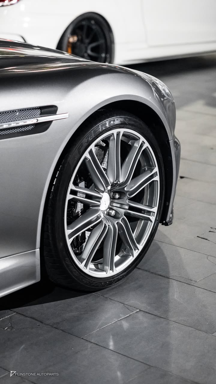 Close-up of forged wheels installation