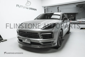 ลิ้นหน้า Carbon Fiber PORSCHE Cayenne E3 ทรง Future Design (แท้)