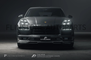 ลิ้นหน้า Carbon Fiber PORSCHE Cayenne E3 ทรง Future Design (แท้)