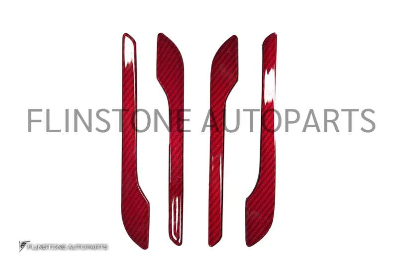 กรอบมือจับประตู Tesla Model 3 ลายคาร์บอน สีแดง