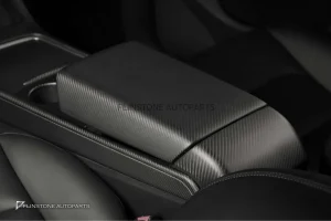 ฝาครอบคอนโซลกลาง Matte Carbon Fiber สำหรับ Tesla Model Y
