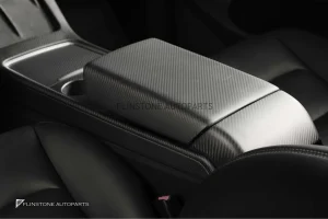 ฝาครอบคอนโซลกลาง Matte Carbon Fiber สำหรับ Tesla Model Y