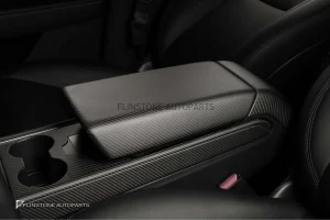 ฝาครอบคอนโซลกลาง Matte Carbon Fiber สำหรับ Tesla Model 3