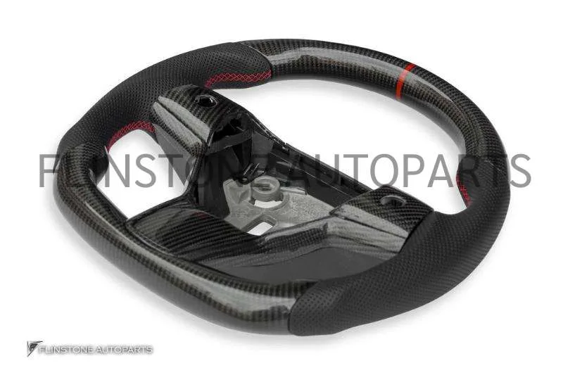 พวงมาลัยแต่ง CMST Carbon Nappa คาดแดง สำหรับ Tesla (แท้)
