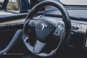 พวงมาลัยแต่ง CMST Carbon Nappa คาดแดง สำหรับ Tesla (แท้)