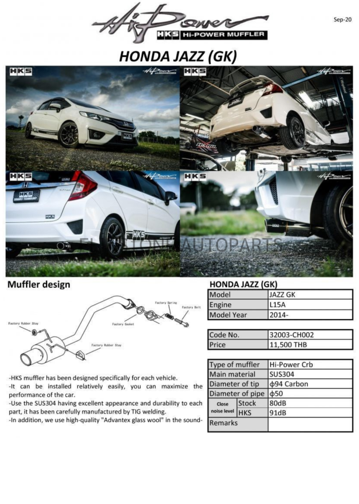 ชุดท่อ HKS Carbon Honda Jazz GK