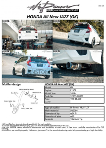 ชุดท่อ HKS Honda Jazz GK