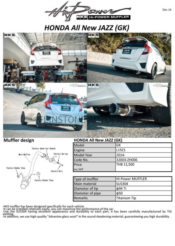 ชุดท่อ HKS Honda Jazz GK