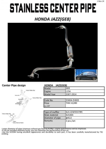 ชุดท่อ HKS Stainless Center Pipe Honda Jazz