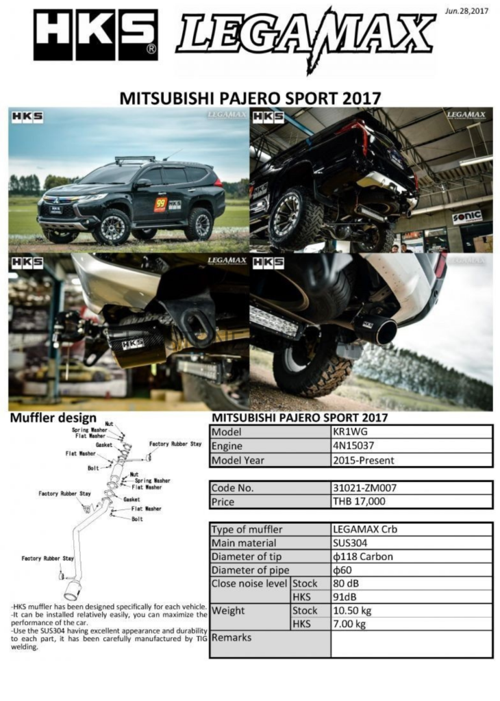 ชุดท่อ HKS Carbon Mitsubishi Pajero Sport 2017