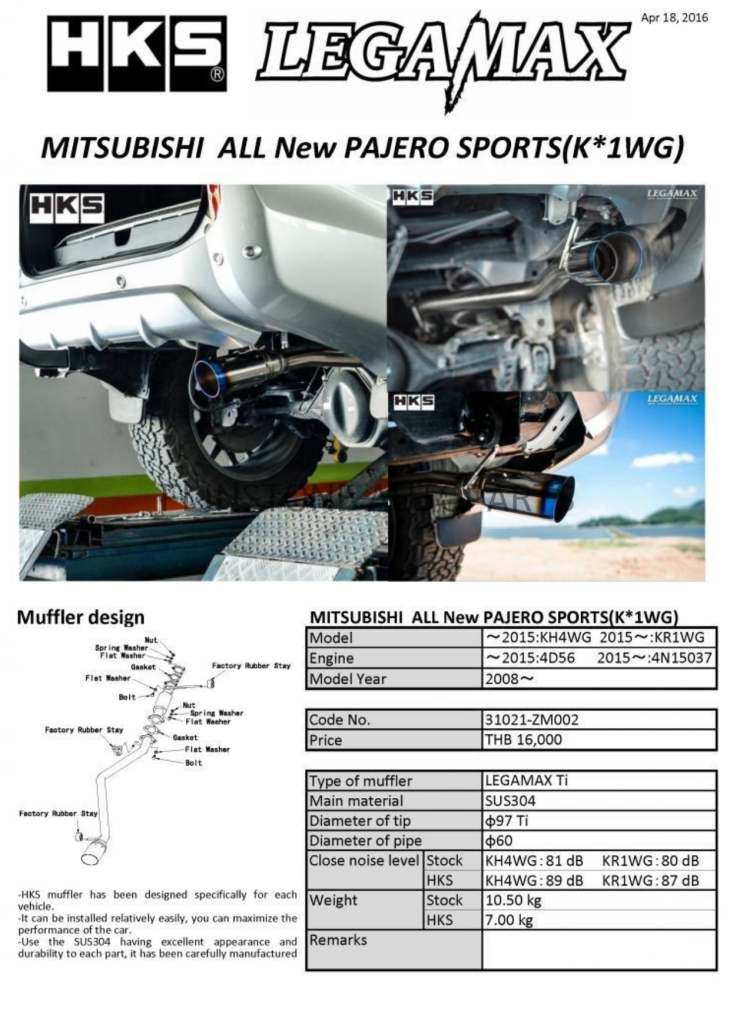 ชุดท่อ HKS Mitsubishi All New Pajero Sport