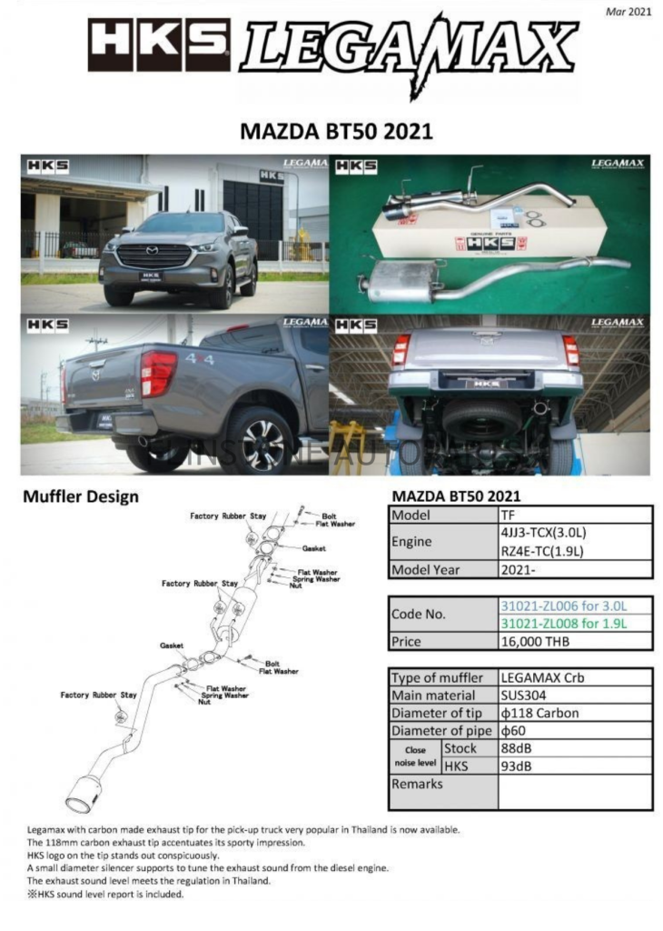 ชุดท่อ HKS Mazda BT50 2021