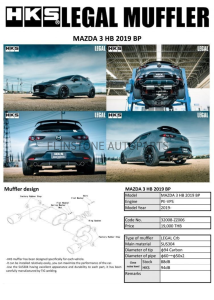 ชุดท่อ HKS Mazda 3 Hatchback 2019 BP