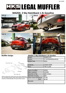ชุดท่อ HKS Mazda 2 Hatchback 1.3L Gasoline