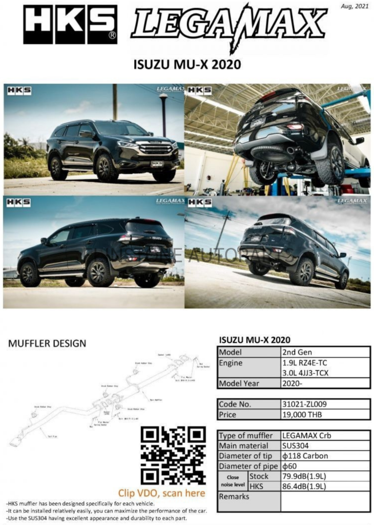 ชุดท่อ HKS ISUZU MU-X 2020