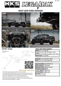 ชุดท่อ HKS Ford Ranger Next Gen