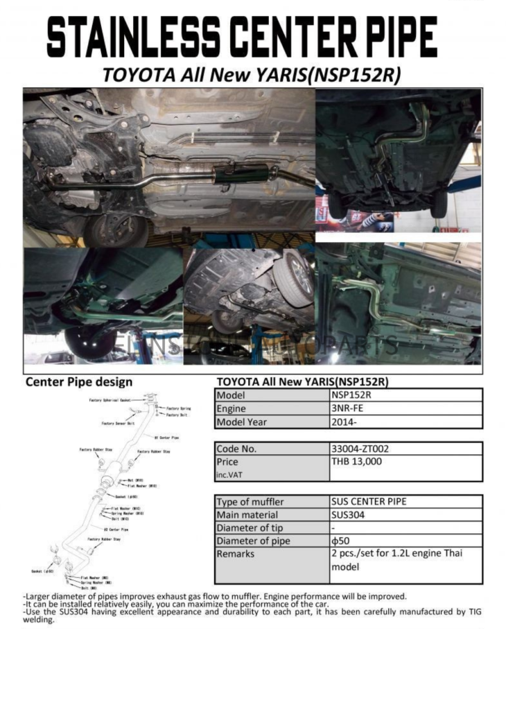 ชุดท่อพักกลาง HKS Toyota Yaris 2014