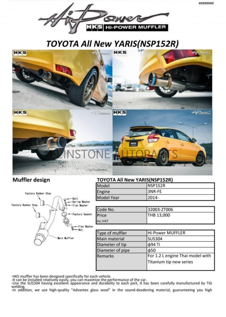ชุดท่อ HKS Toyota Yaris 2014