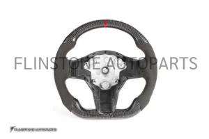 พวงมาลัยแต่ง Alcantara คาดแดง สำหรับ Tesla (แท้)