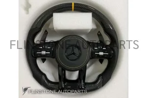 พวงมาลัย Mercedes Benz 2020 Carbon Fiber / Nappa ด้ายสีเหลือง พร้อม Paddle Shift