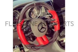 พวงมาลัย Mercedes Benz 2023 Carbon Fiber / Nappa สีแดง พร้อมปุ่ม Drive unit