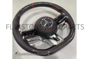 พวงมาลัย Mercedes Benz 2023 Carbon Fiber / Nappa ด้ายสีแดง คาดสีแดง