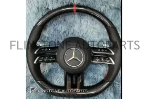 พวงมาลัย Mercedes Benz 2023 Carbon Fiber / Nappa ด้ายสีแดง คาดสีแดง