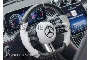 พวงมาลัย Mercedes Benz 2023 Carbon Fiber / Alcantara สีขาว ด้ายสีขาว