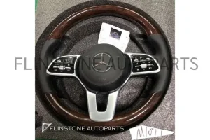 พวงมาลัย Mercedes Benz 2023 สำหรับรถไม่ AMG ลายไม้ / Nappa ด้ายสีดำ