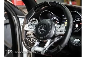 พวงมาลัย Mercedes Benz 2020 Carbon Fiber / Nappa ด้ายสีขาว