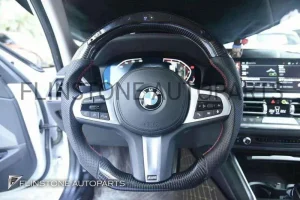 พวงมาลัย BMW //M Carbon Fiber / Nappa ด้ายสีแดง พร้อมจอ LED