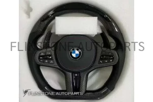 พวงมาลัย BMW //M Carbon Fiber / Nappa ด้ายสีขาว พร้อมจอ LED และปุ่ม Drive unit