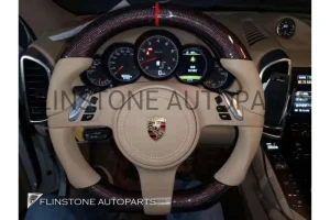 พวงมาลัย Porsche Carbon Fiber / Nappa สีครีม ด้ายสีครีม