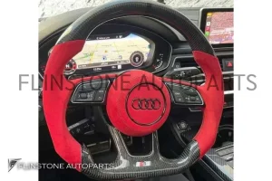 พวงมาลัย Audi S line Carbon Fiber / Alcantara สีแดง