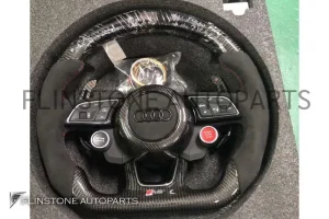 พวงมาลัย Audi RS Carbon Fiber / Alcantara ด้ายแดง พร้อมปุ่ม Drive unit และ จอ LED