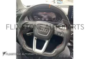พวงมาลัย Audi Carbon Fiber / Nappa ด้ายสีแดง คาดธงชาติเยอรมัน