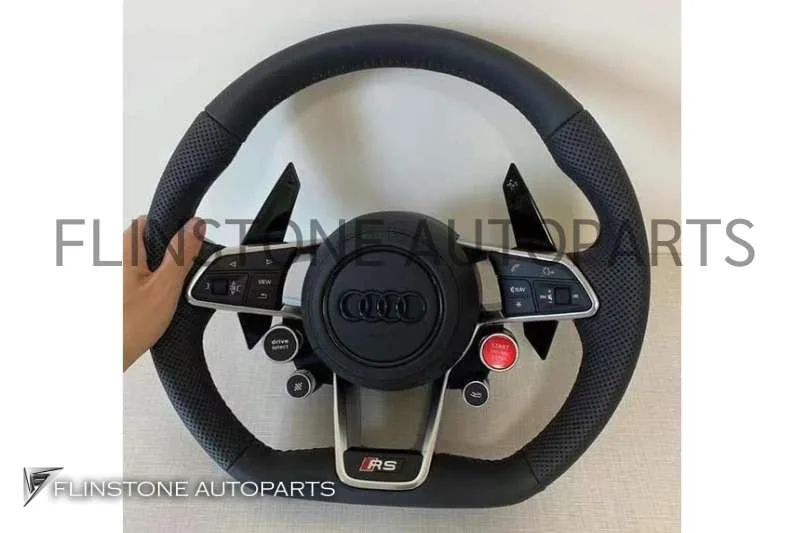 พวงมาลัย Audi RS Nappa ด้ายสีดำ พร้อมปุ่ม Drive unit และ Paddle Shift