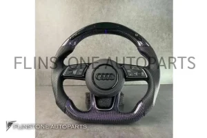 พวงมาลัย Audi Carbon Fiber / Nappa ด้านสีน้ำเงิน พร้อมจอ LED