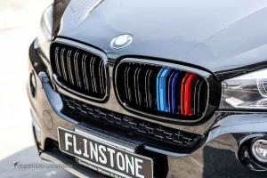 กระจังหน้า BMW F15 X5/F16 X6 เส้นคู่ สีดำเงา พร้อมแถบสามสี