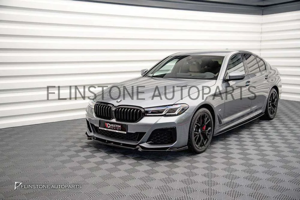 ลิ้นหน้า BMW G30 Lci ทรง Maxton design V.1 สีดำเงา