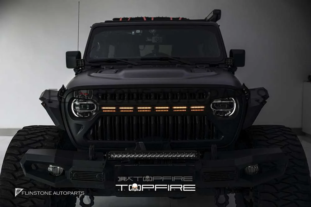 กระจังหน้าพร้อมไฟ LED JEEP Wrangler JL ทรง TOPFIRE