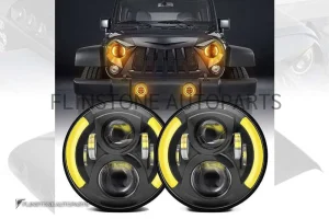 ไฟหน้า Jeep Wrangler แบบ 2 ดวง พร้อมไฟสีเหลืองรอบนอก