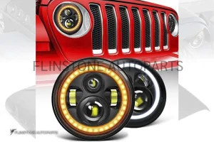 ไฟหน้า Jeep Wrangler โคมดำพร้อมวงแหวน led