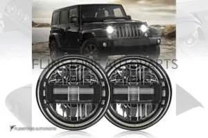ไฟหน้า Jeep Wrangler โคมในสีดำแบบเครื่องหมายลบ