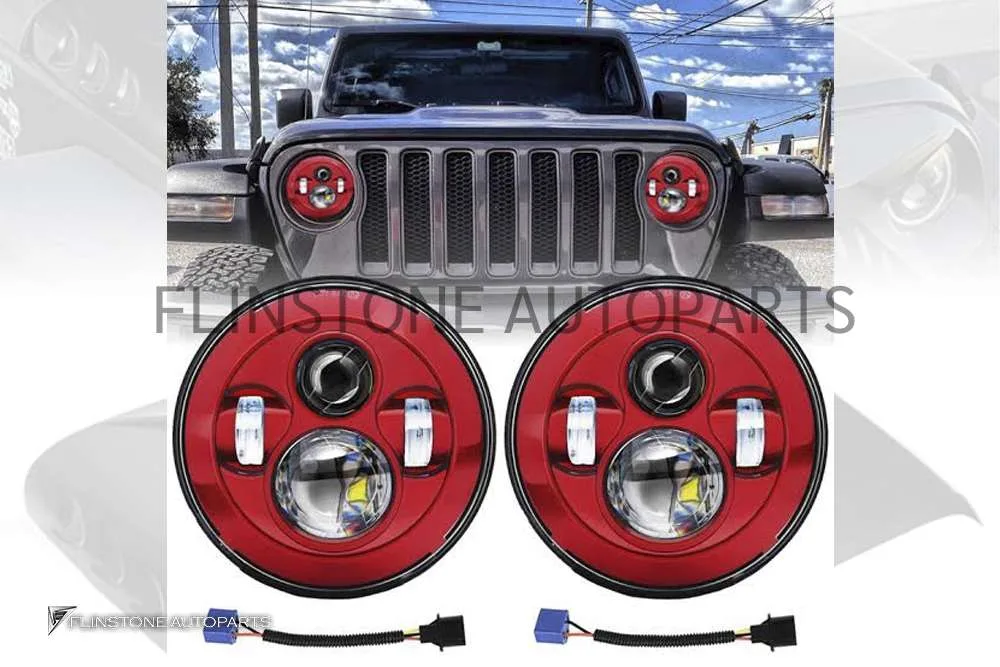 ไฟหน้า Jeep Wrangler โคมในแดงพร้อมไฟ 4 ดวง