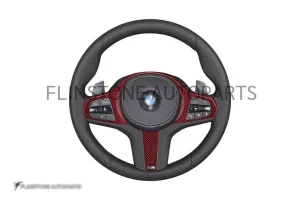 ครอบพวงมาลัย Carbon fiber BMW สีแดง