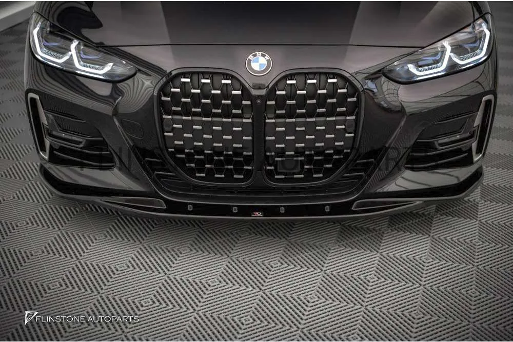 ลิ้นหน้า BMW G22 ทรง Maxton design V.1 สีดำเงา
