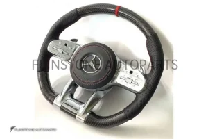 พวงมาลัย Mercedes Benz Carbon fiber มือจับ Nappa คาดสีแดงที่12 นาฬิกา