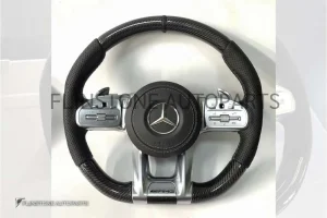 พวงมาลัย Mercedes Benz Carbon fiber มือจับ Nappa คาดสีดำที่12 นาฬิกา