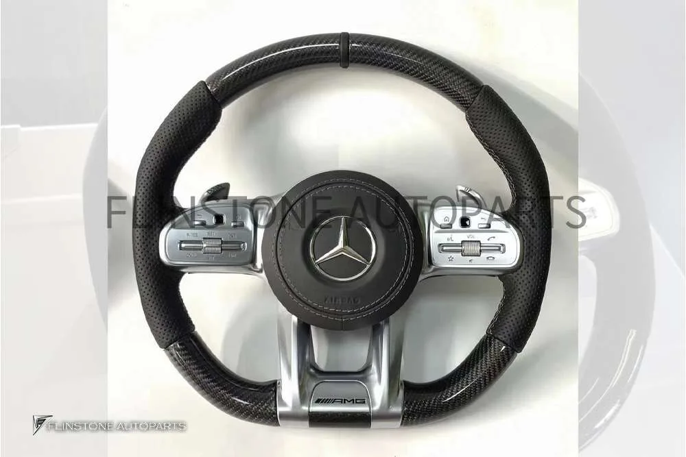 พวงมาลัย Mercedes Benz Carbon fiber มือจับ Nappa คาดสีดำที่12 นาฬิกา